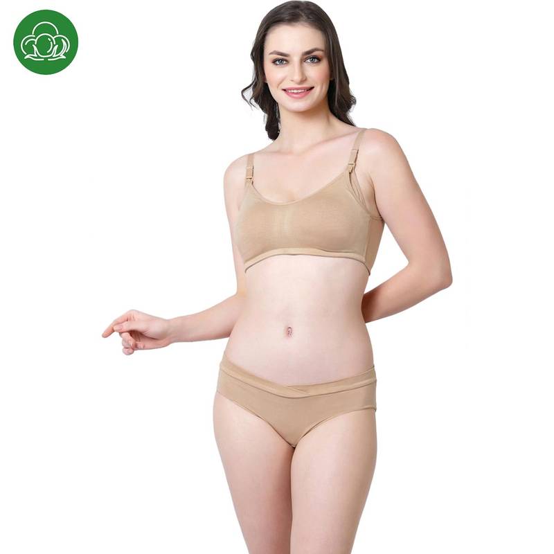 Inner Sense Organic Cotton Antimicrobial Seamless Maternity Bra and Panty (Set of 2) (36B)