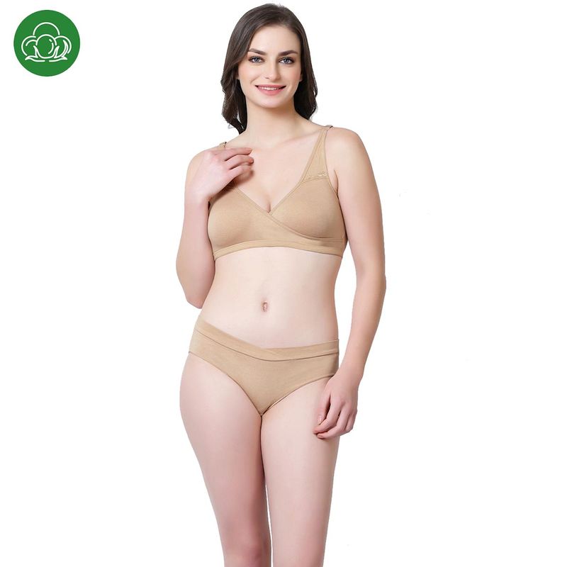 Inner Sense Organic Cotton Antimicrobial Seamless Sleeping Bra and Panty (Set of 2) (32D)