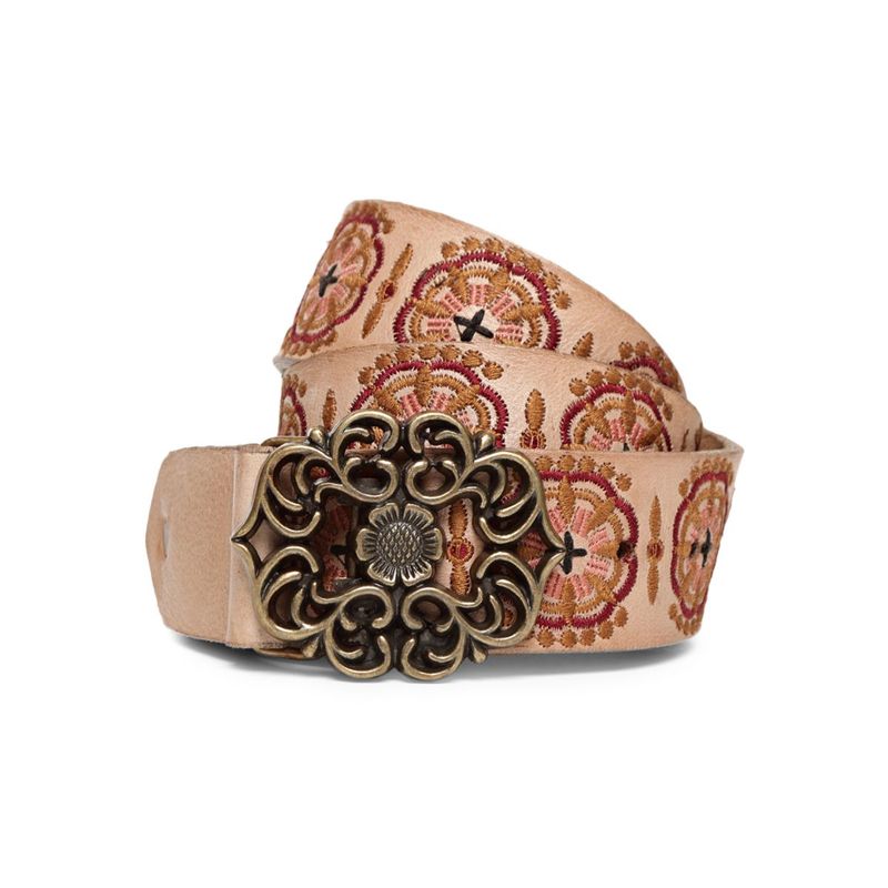 ART N VINTAGE Genuine Leather Natural Color Hand Embroidery Belt (30)