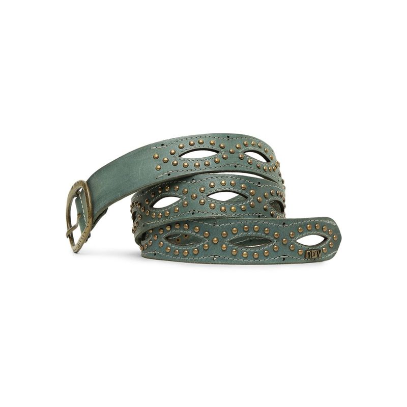 ART N VINTAGE Blue Laser with Studded Leather Belt for Women (34)