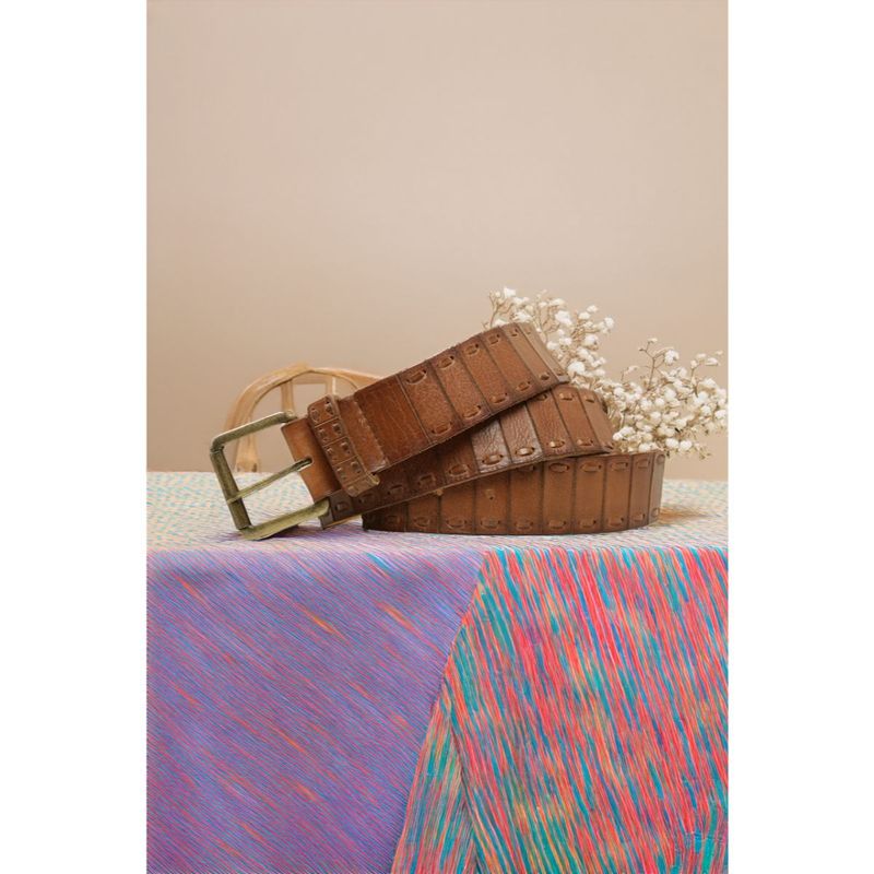 ART N VINTAGE Cognac Genuine Leather Interlinked Weaving Technique Belt (28)