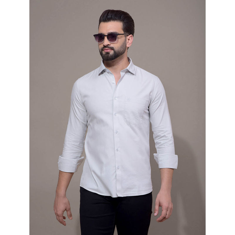 CRIMSOUNE CLUB Men Grey Modal Shirt (S)