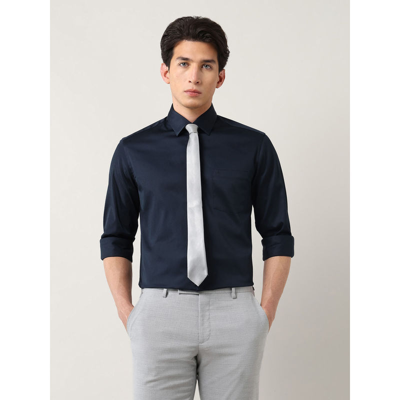 Arrow Men Navy Blue Solid Formal Shirt (40)