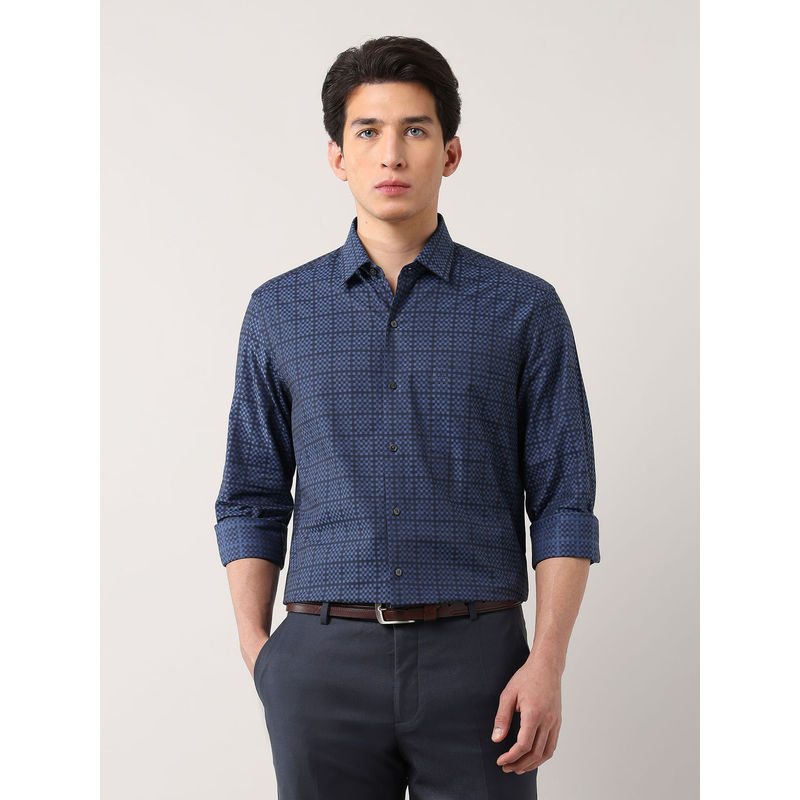 Arrow Men Navy Blue Checks Formal Shirt (39)