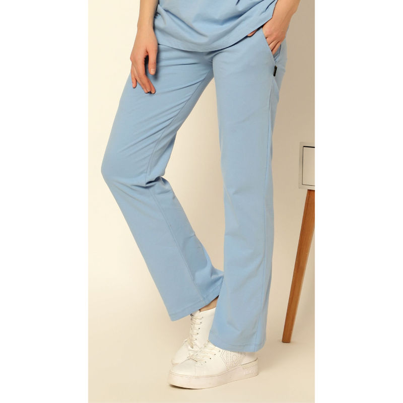Zelena 247 Mom Blue High Waisted Trouser With Pockets (L)