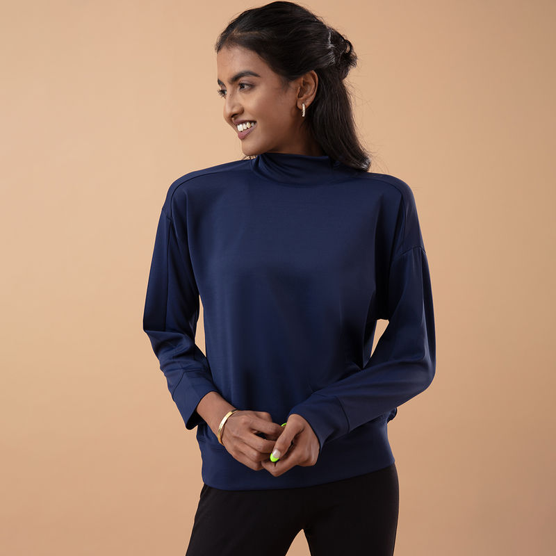 Nykd All Day Casual Chic High Neck Sweatshirt - NYAT157 Peacoat (L)