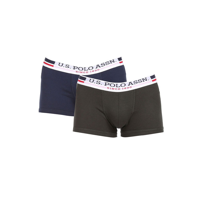 U.S. POLO ASSN. Men Assorted I641 Solid Cotton Trunks Multi-Color (Pack of 2) (L)