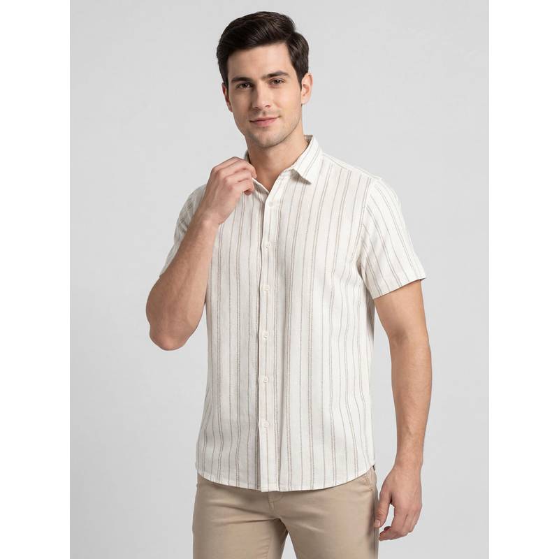 R&B Off White Stripes Casual Pure Cotton Shirt (36)