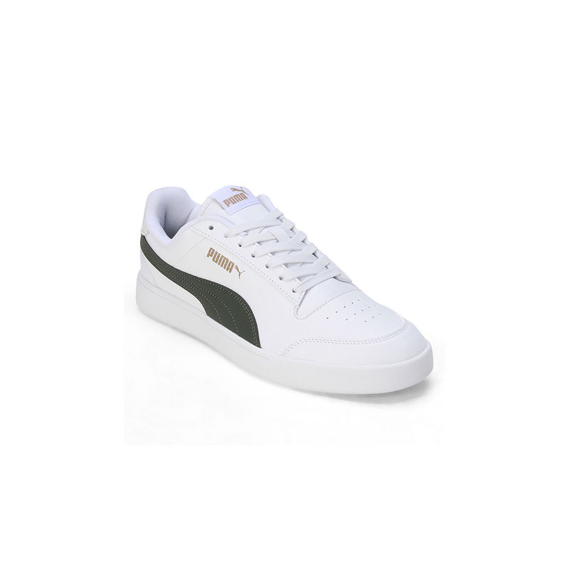 Puma Shuffle Unisex White And Green Sneakers (UK 6)