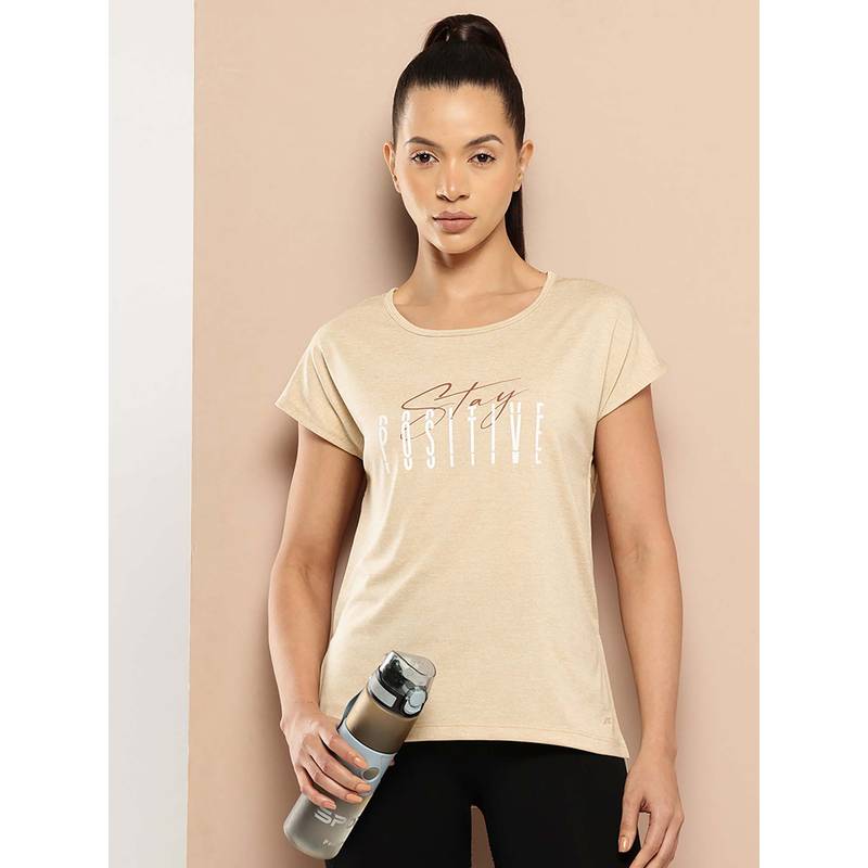 Alcis Beige Slim Fit Pull On Round Neck T-Shirt (S)