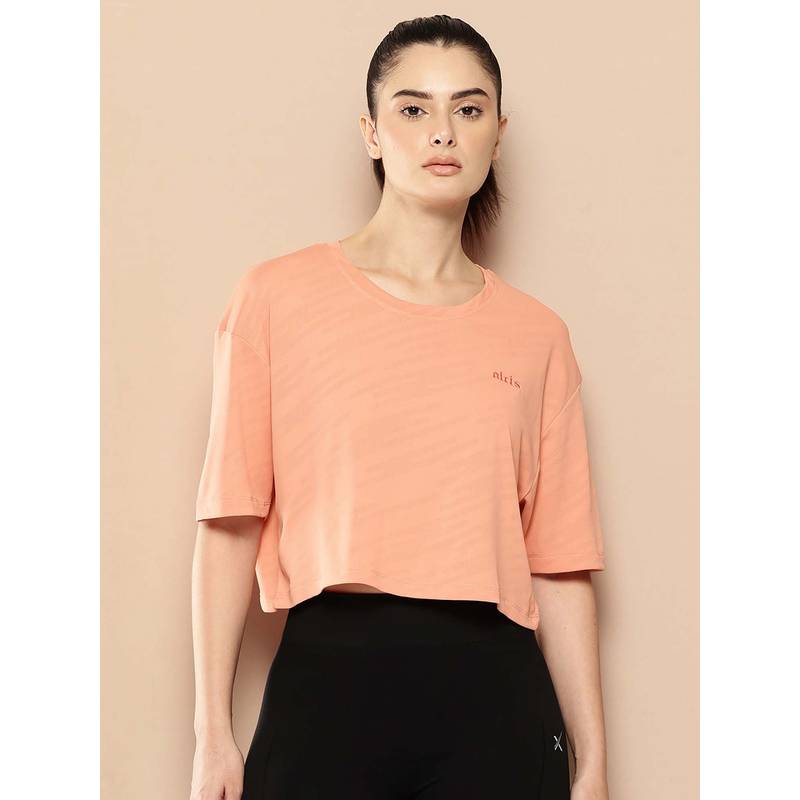Alcis Orange Regular Fit Pull On Round Neck T-Shirt (S)