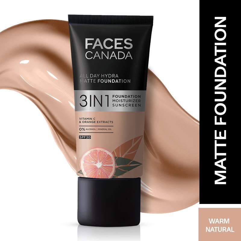 Faces Canada 3 In 1 All Day Hydra Matte Foundation - Warm Natural 021