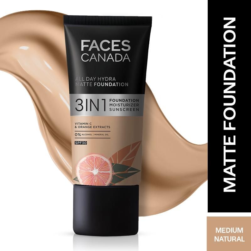 Faces Canada 3 In 1 All Day Hydra Matte Foundation - Medium Natural 022