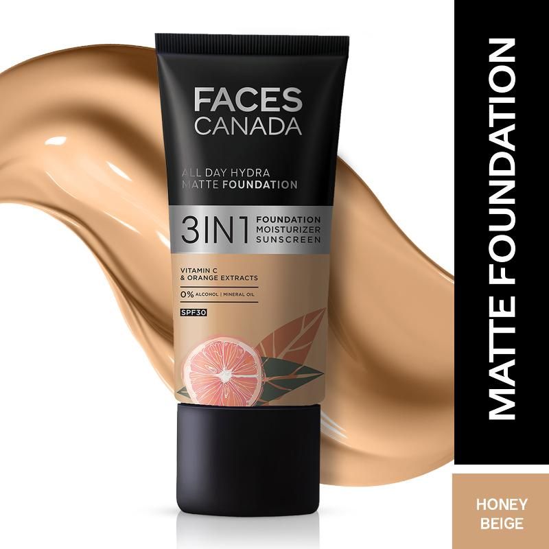 Faces Canada 3 In 1 All Day Hydra Matte Foundation SPF-30- Honey Beige 031