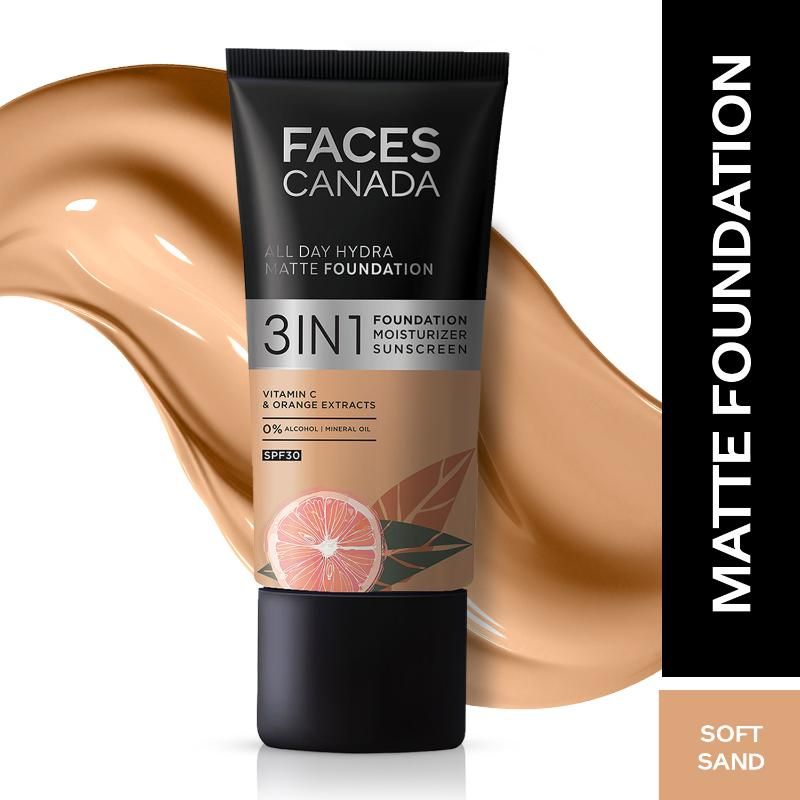 Faces Canada 3 In 1 All Day Hydra Matte Foundation - Soft Sand 041