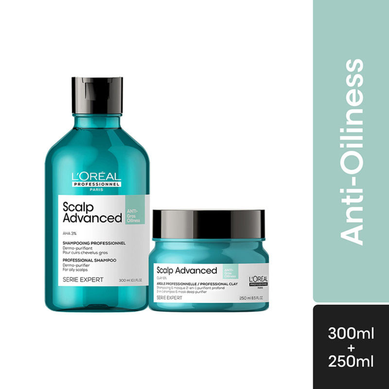 L'Oreal Professionnel Scalp Advanced Anti-Oiliness Shampoo 2-In-1 Deep  Purifier Clay Combo