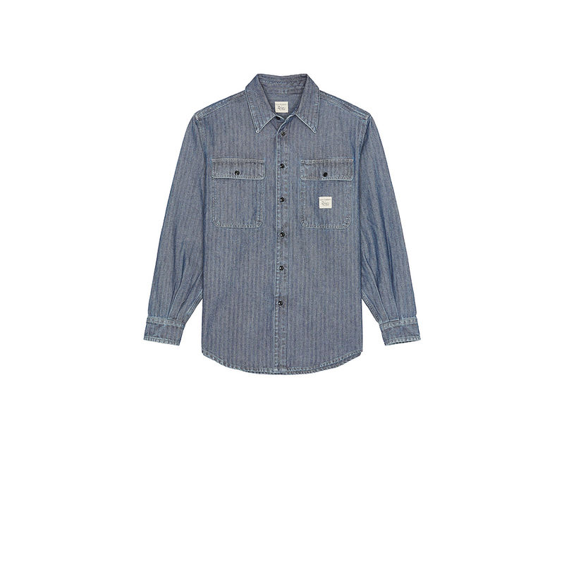 Roy Roger's x Dave's New York Shirt Time Off Recycled Indigo Chevron Rinse (M)