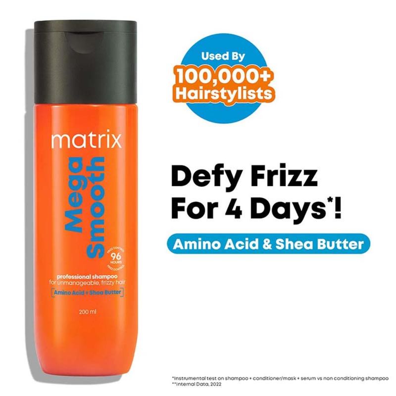 Matrix Mega Smooth Shampoo for Frizzy, Dry Unmanageable Hair, Defy Frizz for 4 Days