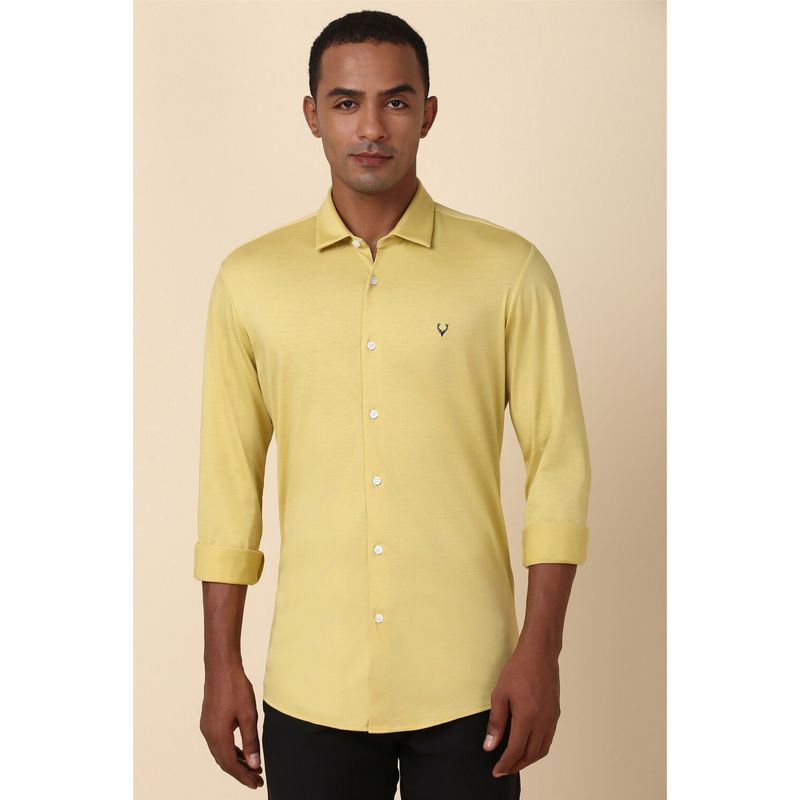 Allen Solly Men Yellow Solid Full Sleeves Slim Fit Casual Shirt (39)