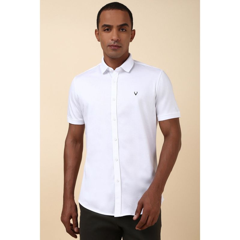 Allen Solly Men White Solid Half Sleeves Slim Fit Casual Shirt (39)