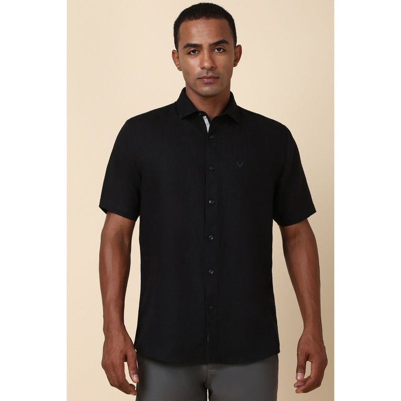 Allen Solly Men Black Solid Half Sleeves Slim Fit Casual Shirt (38)