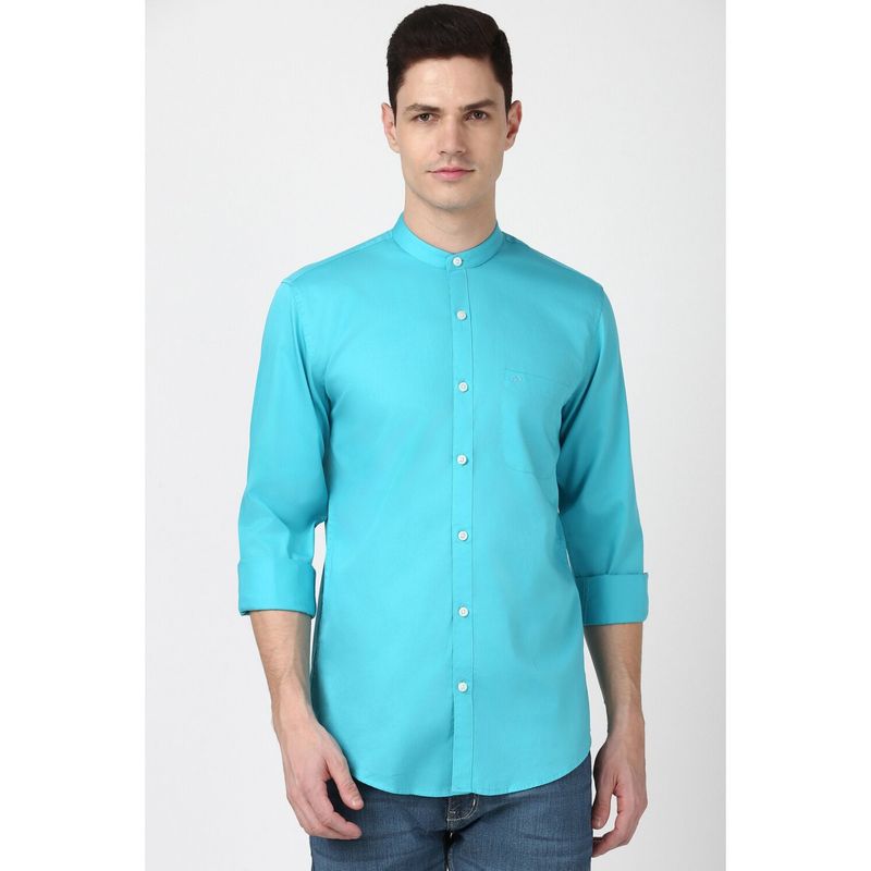 Peter England Men Aqua Solid Full Sleeves Slim Fit Casual Shirt (39)