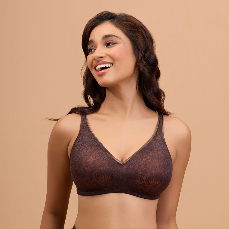 Nykd by Nykaa Shape & Sculpt Lace Wirefree Padded Bra Brown NYB187 (36C)