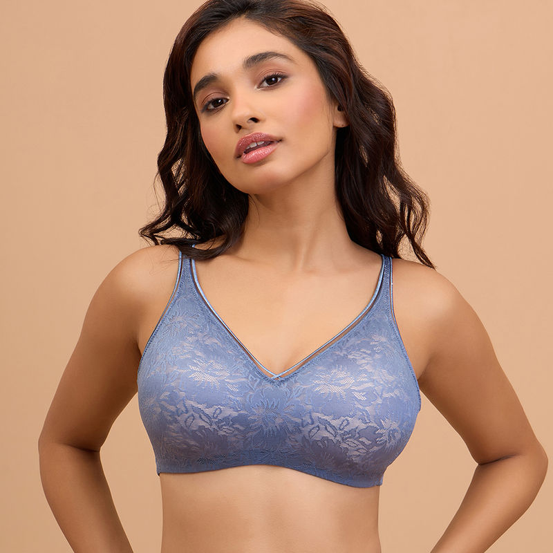 Nykd by Nykaa Shape & Sculpt Lace Wirefree Padded Bra Blue NYB187 (42D)