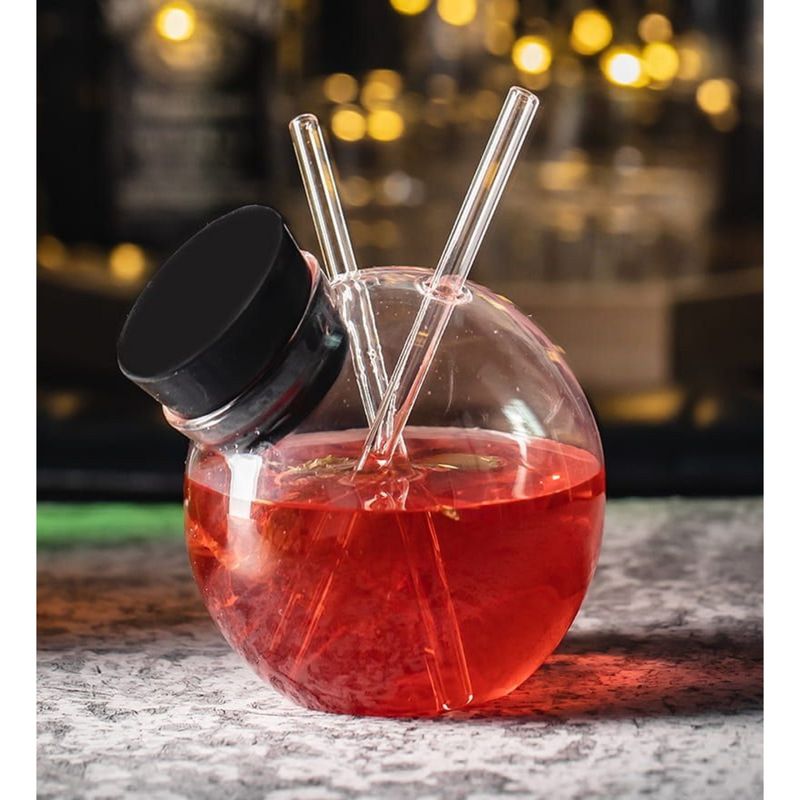 Buy Melbify Fish Bowl Cocktail & Mocktail Glass with 2 Glass Straw, 750