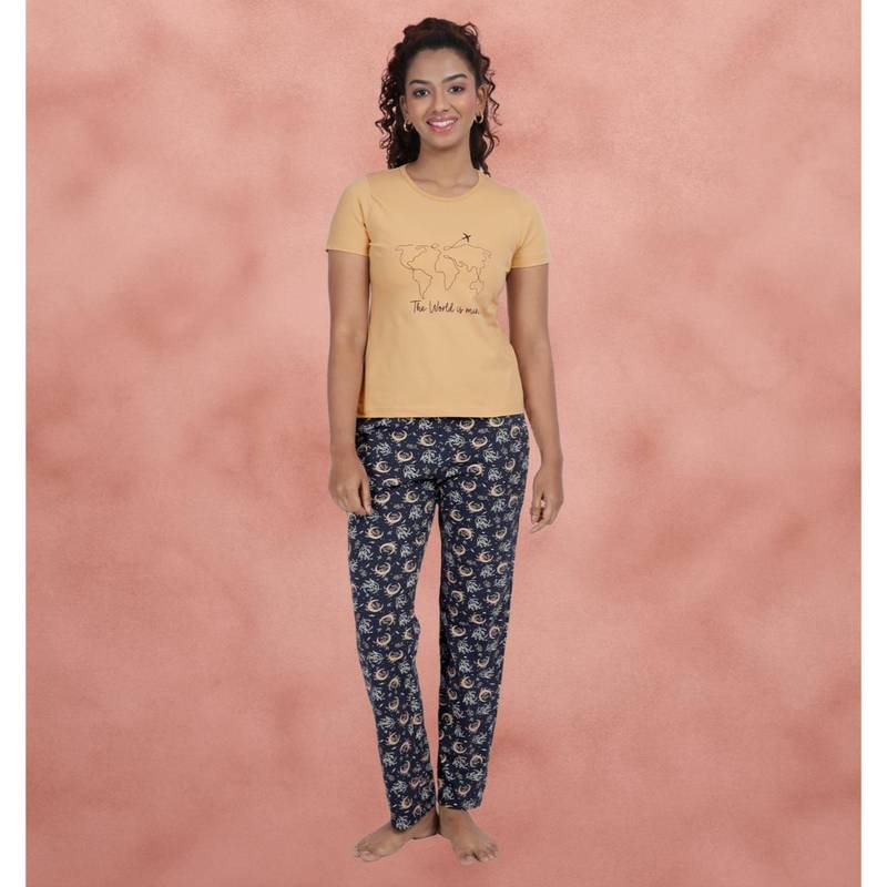 Shyaway Tweens Moonlit Ocean Moon Leaves T-Shirt with Pajama (L)