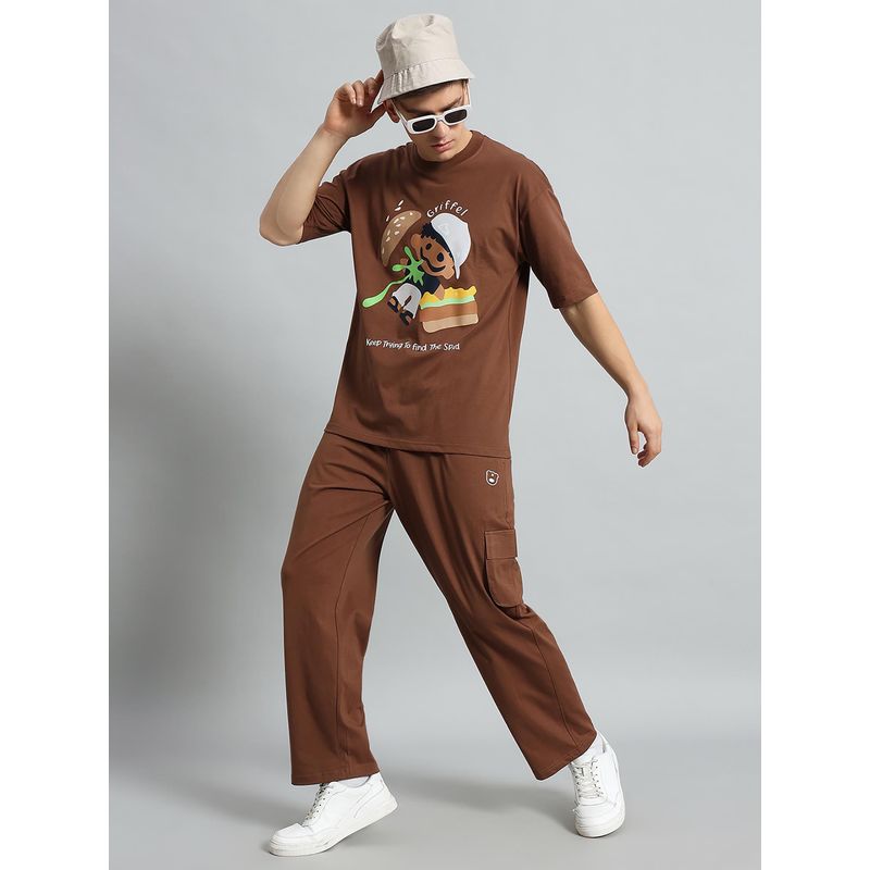 Griffel Printed Coffee Brown Co-Ord (Set of 2) (M)