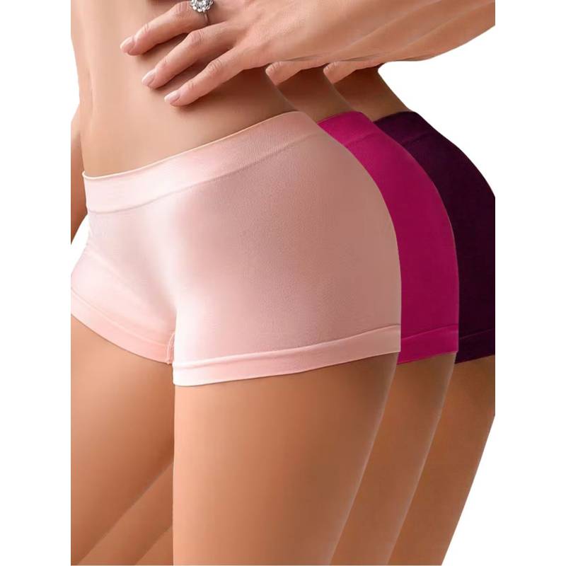 CareDone Women’S Multi-Color Cotton Boyshorts Underwear (Pack of 3) (S)