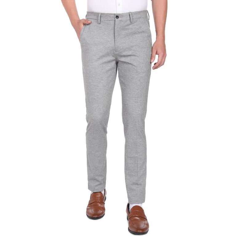 Arrow Newyork Men Grey Hudson Tailored Fit Formal Trouser (34)