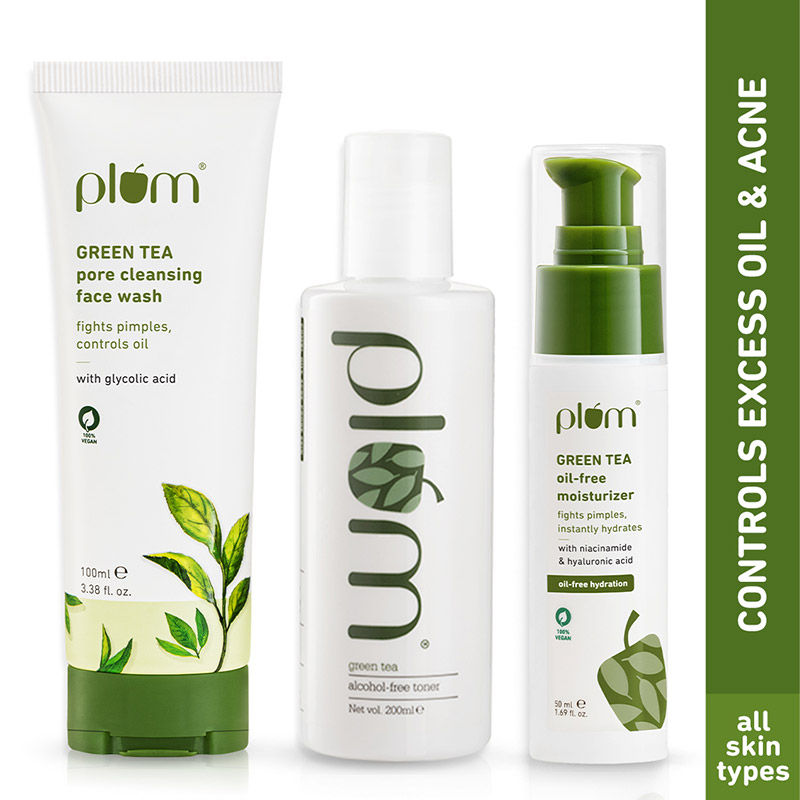 Buy Plum Green Tea Face Wash, Toner & Moisturizer Kit for AcneFree