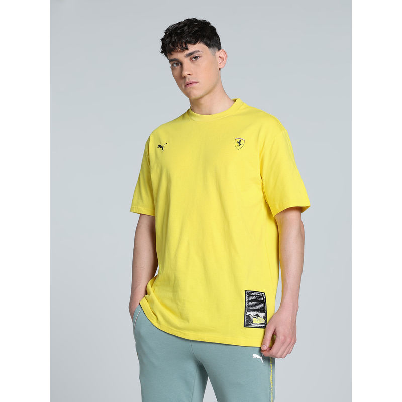 Puma Ferrari Race Graphic Men Yellow T-Shirt (S)