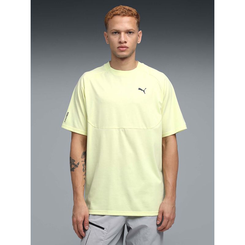 Puma Tech Relaxed Mens Yellow Solid T-shirt (XS)