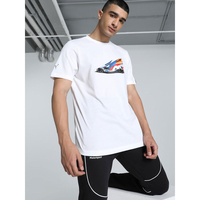 Puma BMW M Motorsport Car Graphic Mens T-shirt - White (M)
