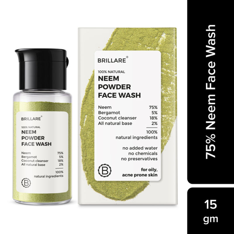 Brillare Neem Powder Face Wash Fights Acne, & Pimples 100% Natural Face Wash for men and women
