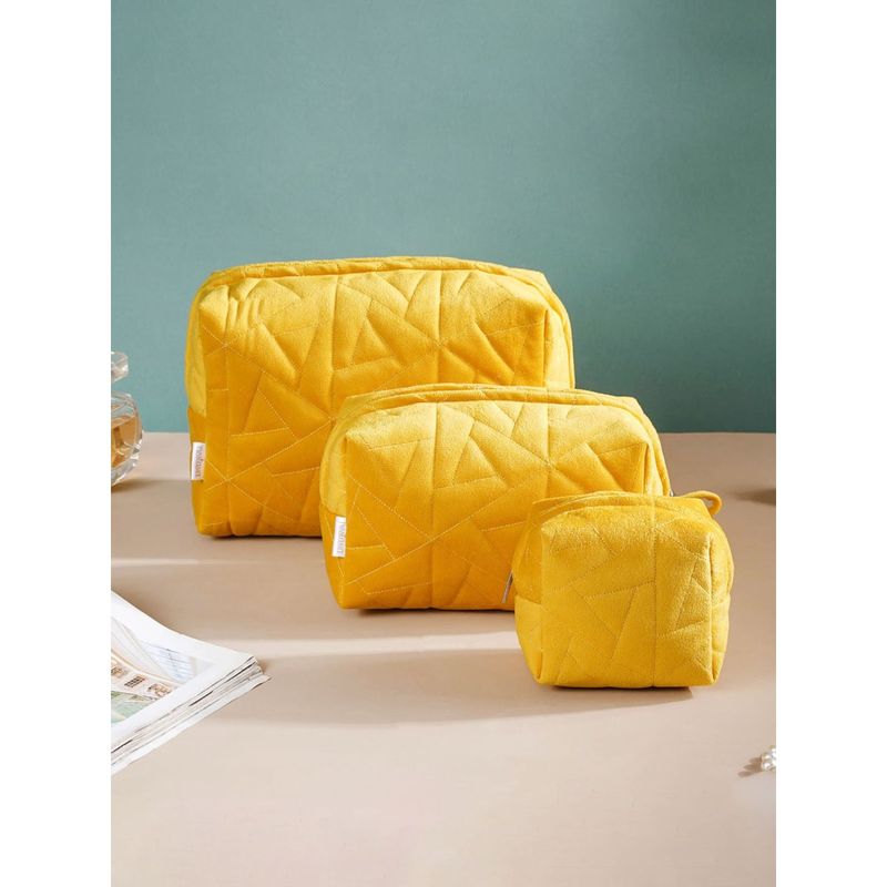 Buy Nestasia Sunshine Yellow Cosmetic Bag Set of 3 Online