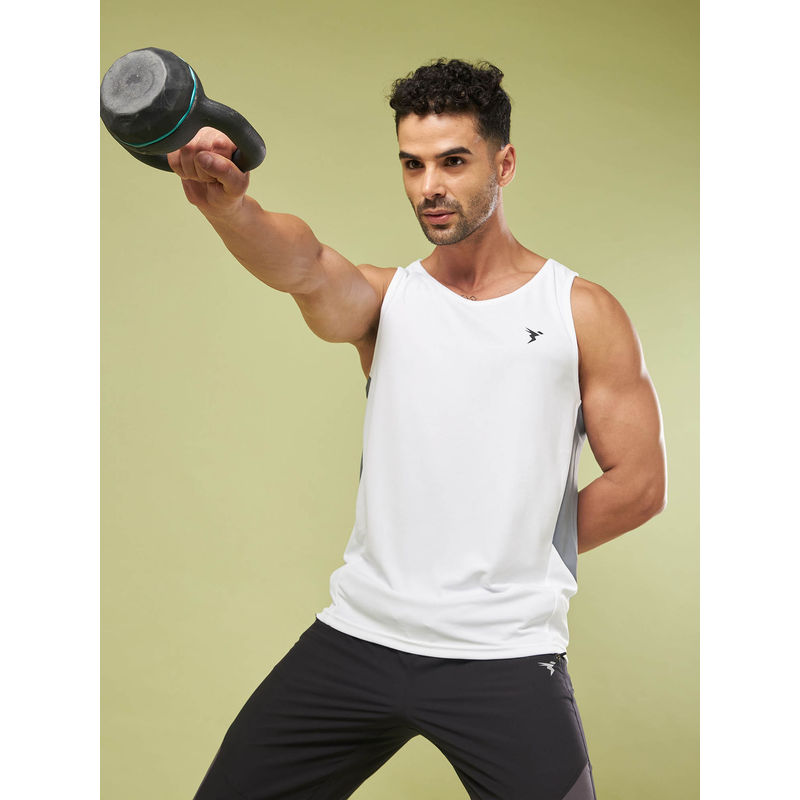 Technosport Men Solid Slim Fit Round Neck Sports Tank Top with Techno cool+ (2XL)