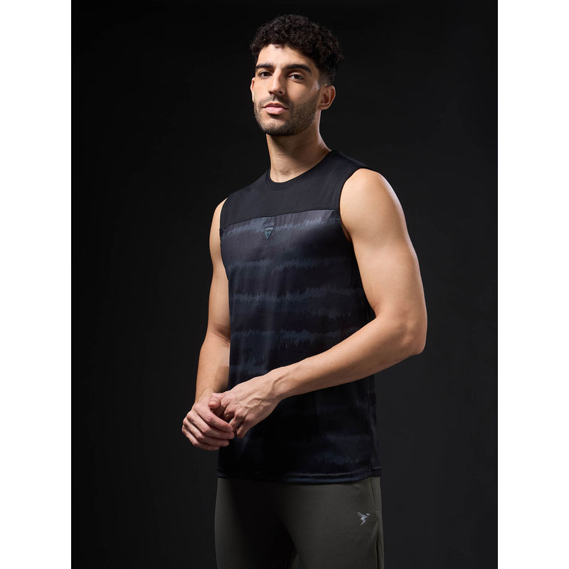 Technosport Men Printed Slim Fit Round Neck Sports Tank Top with Techno cool+ (L)