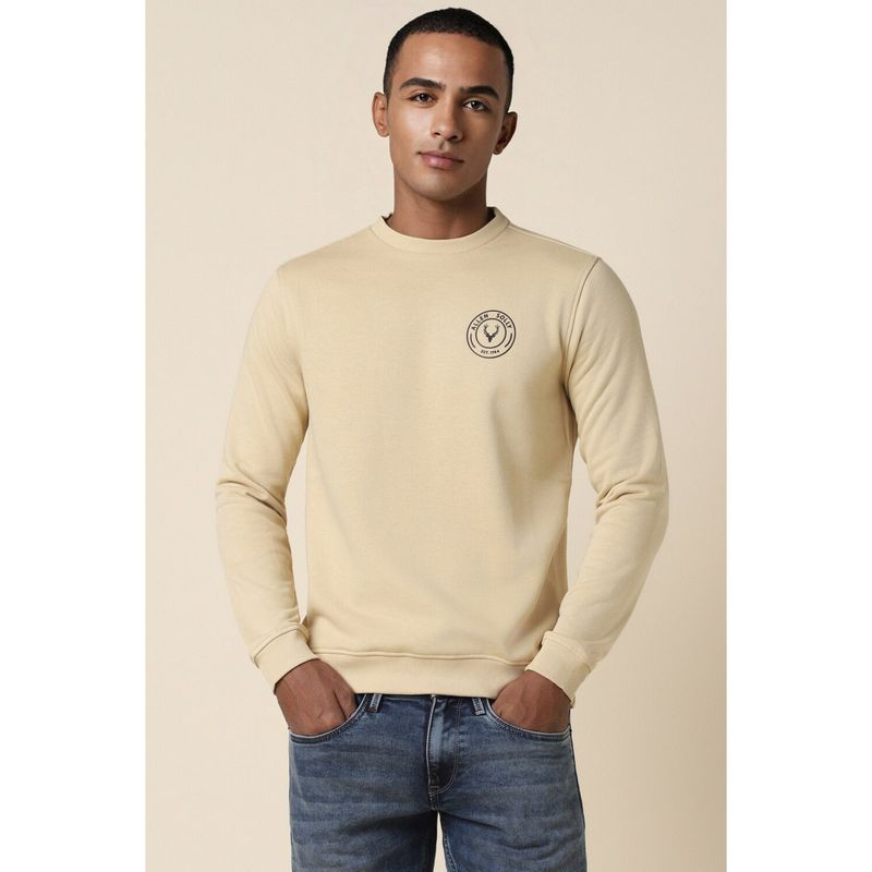Allen Solly Men Beige Crew Neck Full Sleeves Casual Sweatshirt (2XL)