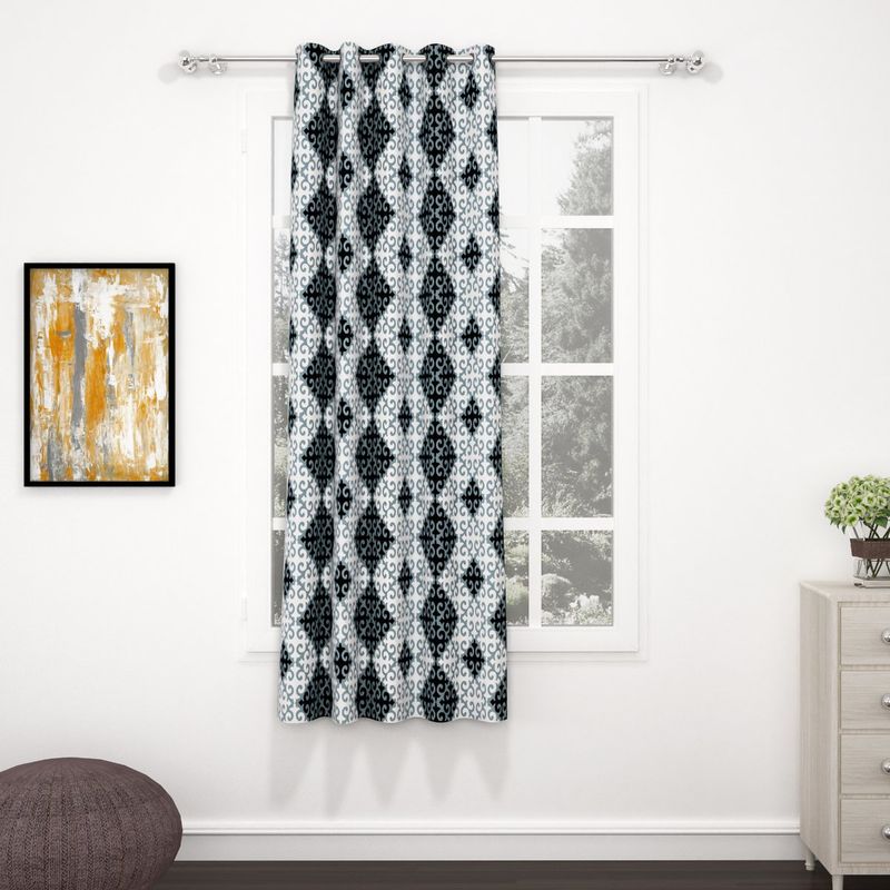 Story@Home Bedspun Raga Grey & Black Geometric Window Curtain (5 Feet)