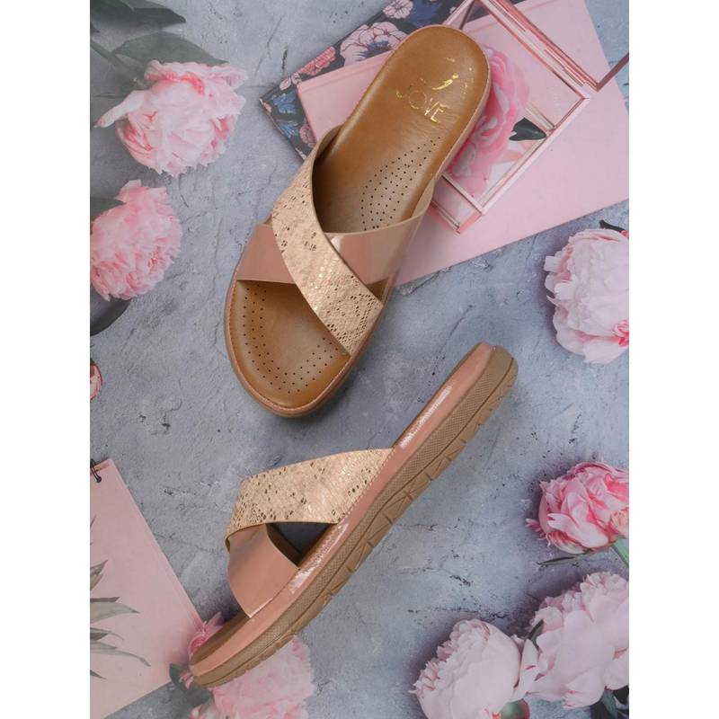 Jove Women Pink Animal Print Round Toe Sandals (UK 4)