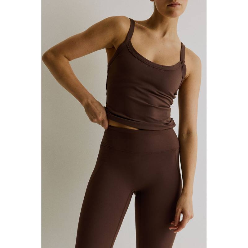 H&M Women Brown Integral-Bra Sports Vest Top With Soft Move (XS)