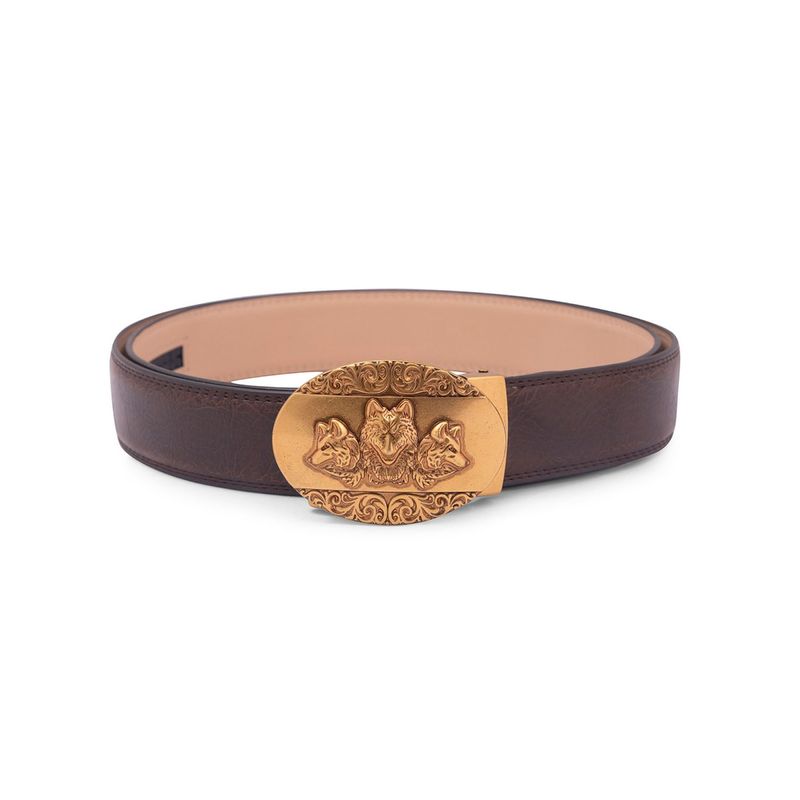 BANGE Mens Genuine Leather Belt With Wolf Design Bronze Buckle: Buy ...