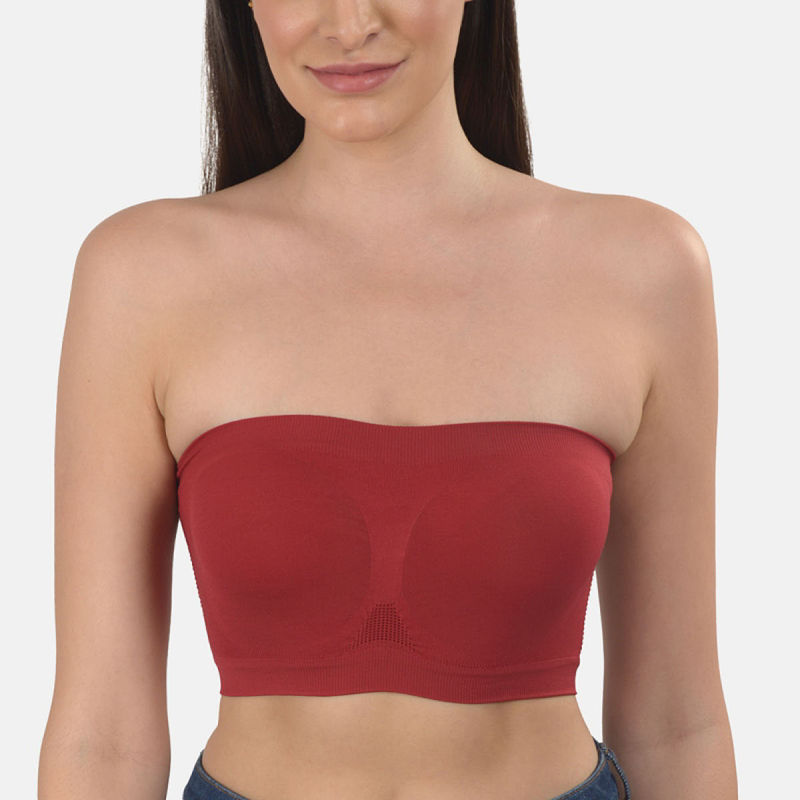 Mod & Shy Solid Nonwired Non Padded Bandeau Bra - Maroon (M)