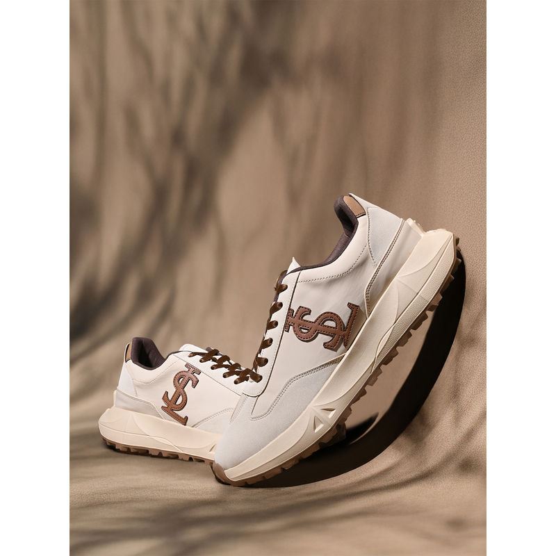 Louis Stitch Beige Comfortable Lace-Up Sneakers for Men (UK 6)