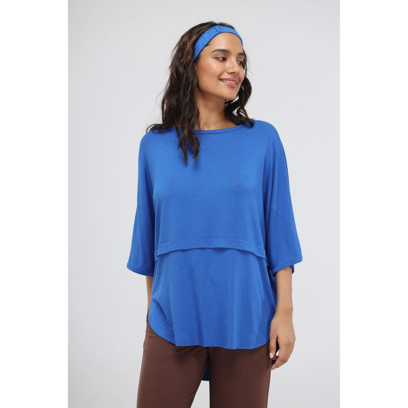 NeceSera Olympian Blue Modal Oversized Lounge Top (S)
