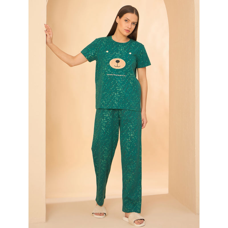 Sweet Dreams Women Green Printed T-shirt and Pyjama (XL)